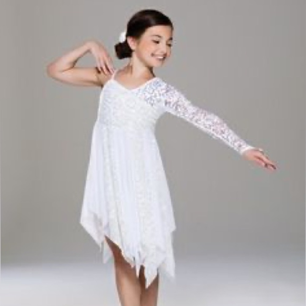 Elegant White Lace Kids Costume Size Medium
